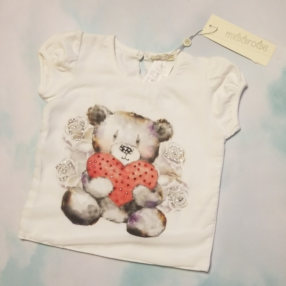 Miss Ross Teddy Bear with heart shirt